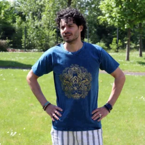 Nomad Sari Stonewashed bomulls-T-shirt med Hamsa-motiv i blått, storlek medium - produktbild 6