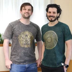 Nomad Sari Stonewashed bomulls-T-shirt med Hamsa-motiv i mörkgrå, storlek medium - produktbild 2