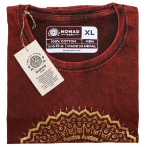 Nomad Sari Stonewashed bomulls-T-shirt med Hamsa-motiv i vinrött XL - produktbild 3