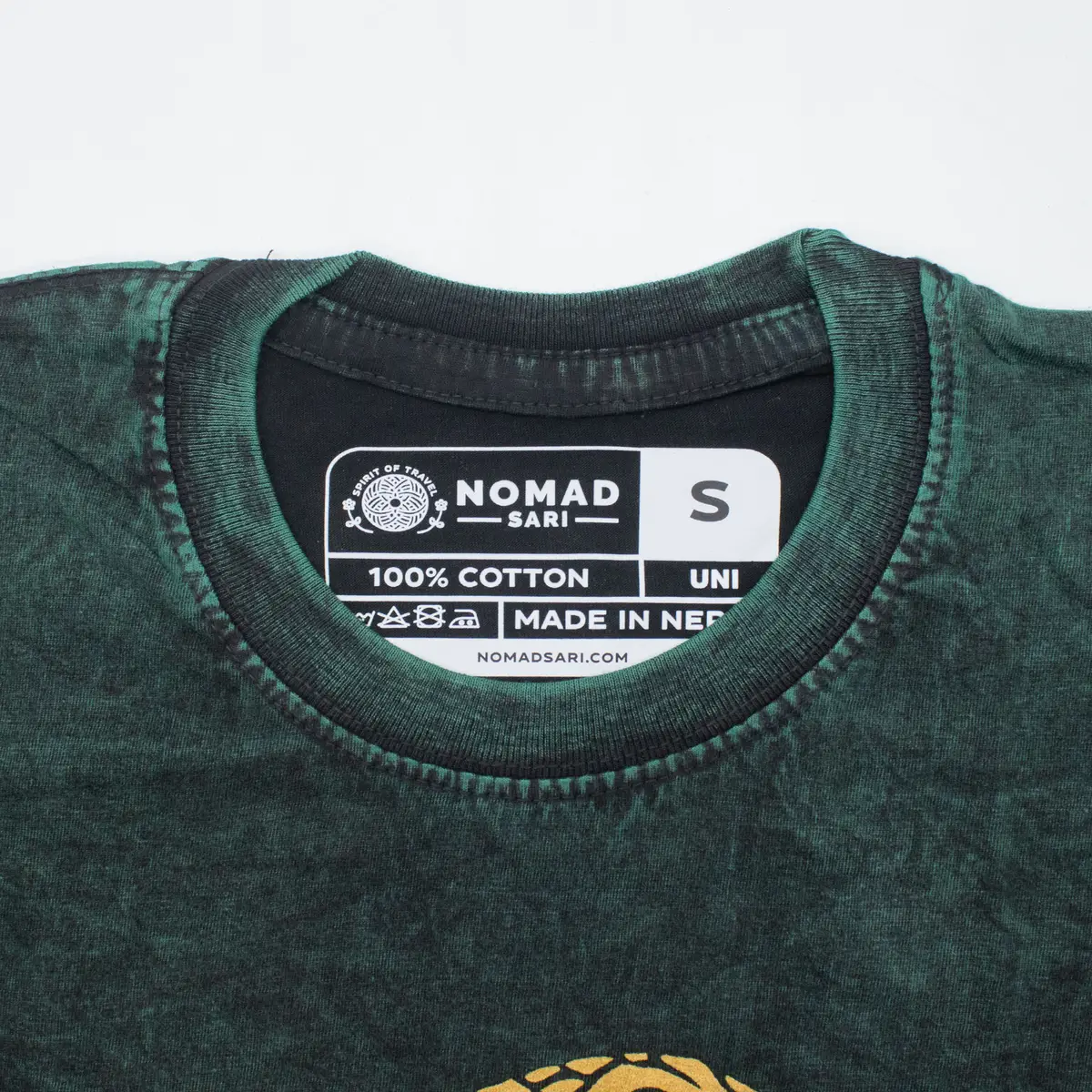 Nomad Sari Stonewashed bomulls-T-shirt med Livets träd i grön färg, storlek Small - produktbild 6