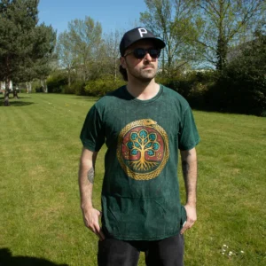 Nomad Sari Stonewashed bomulls-T-shirt med Livets träd i grön storlek Large - produktbild 2