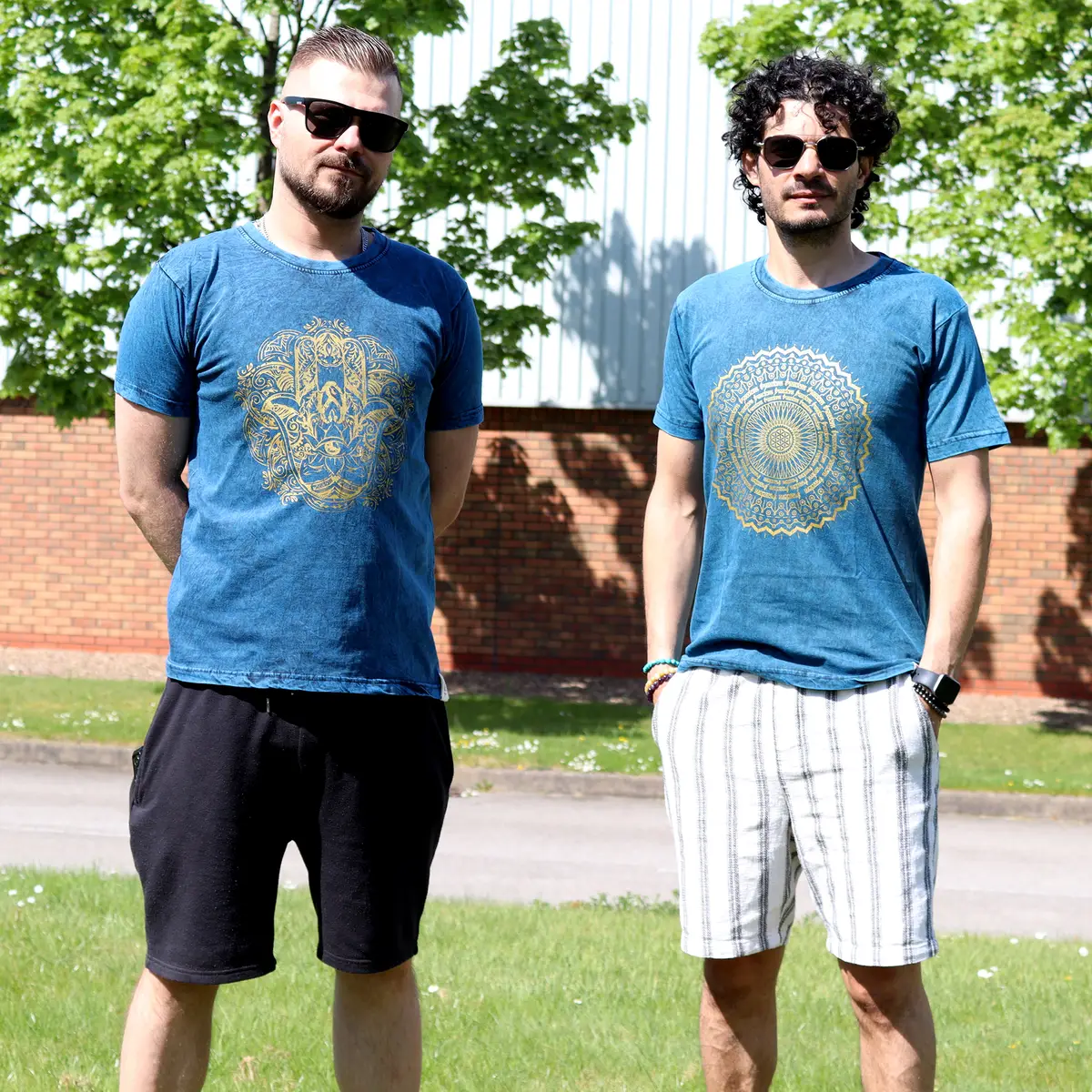 Nomad Sari Stonewashed bomulls-T-shirt med mandalamönster blå medium - produktbild 2