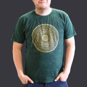 Nomad Sari Stonewashed bomulls-T-shirt med mandalamönster grön XL - produktbild 2