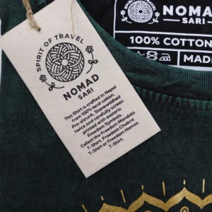 Nomad Sari Stonewashed bomulls-T-shirt med mandalamönster i grön, storlek medium - produktbild 4