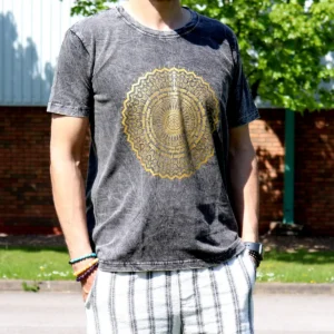 Nomad Sari Stonewashed bomulls-T-shirt med mandalamönster i mörkgrå, storlek medium - produktbild 2