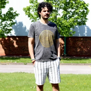 Nomad Sari Stonewashed bomulls-T-shirt med mandalamönster i mörkgrå, storlek medium - produktbild 3