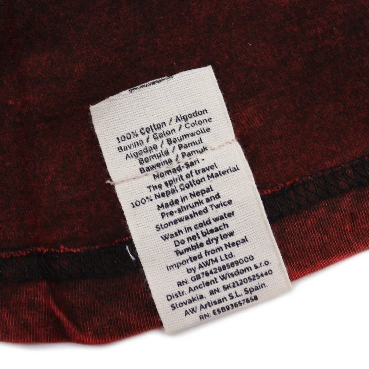 Nomad Sari Stonewashed bomulls-T-shirt med mandalamönster i vinrött, small - produktbild 3