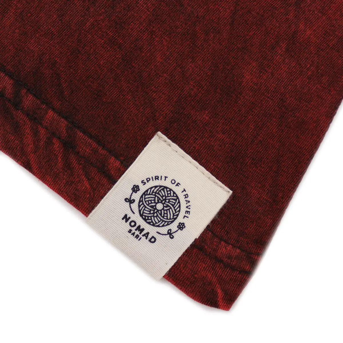 Nomad Sari Stonewashed bomulls-T-shirt med mandalamönster i vinrött, storlek medium - produktbild 3