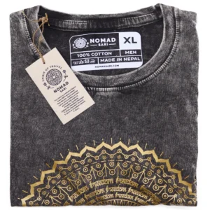 Nomad Sari Stonewashed bomulls-T-shirt med mandalamönster mörkgrå XL - produktbild 2