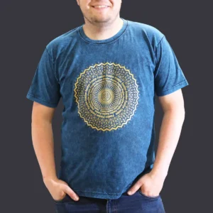 Nomad Sari Stonewashed bomulls-T-shirt med mandalamotiv blå XL - produktbild 2