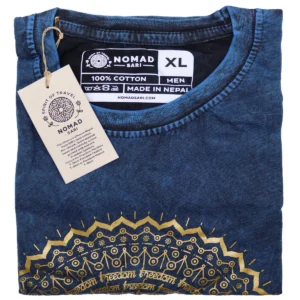 Nomad Sari Stonewashed bomulls-T-shirt med mandalamotiv blå XL - produktbild 3