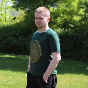Nomad Sari Stonewashed bomulls-T-shirt med mandalamotiv i grön, small - produktbild 2