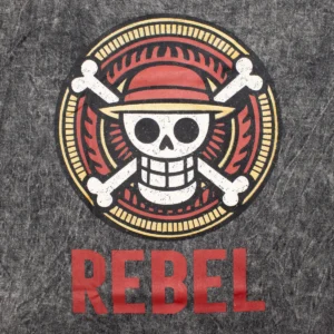 Nomad Sari Stonewashed bomulls-T-shirt med Rebel-motiv, kolgrå, XL - produktbild 2