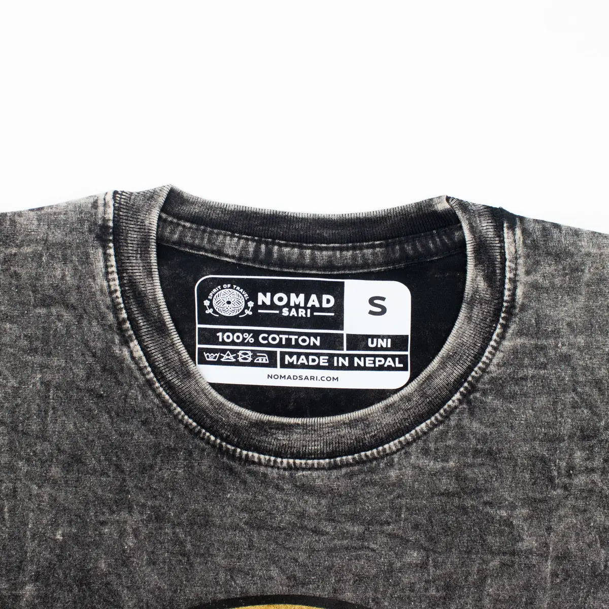 Nomad Sari Stonewashed bomulls-T-shirt med Rebel-tryck, kolgrå, small - produktbild 4