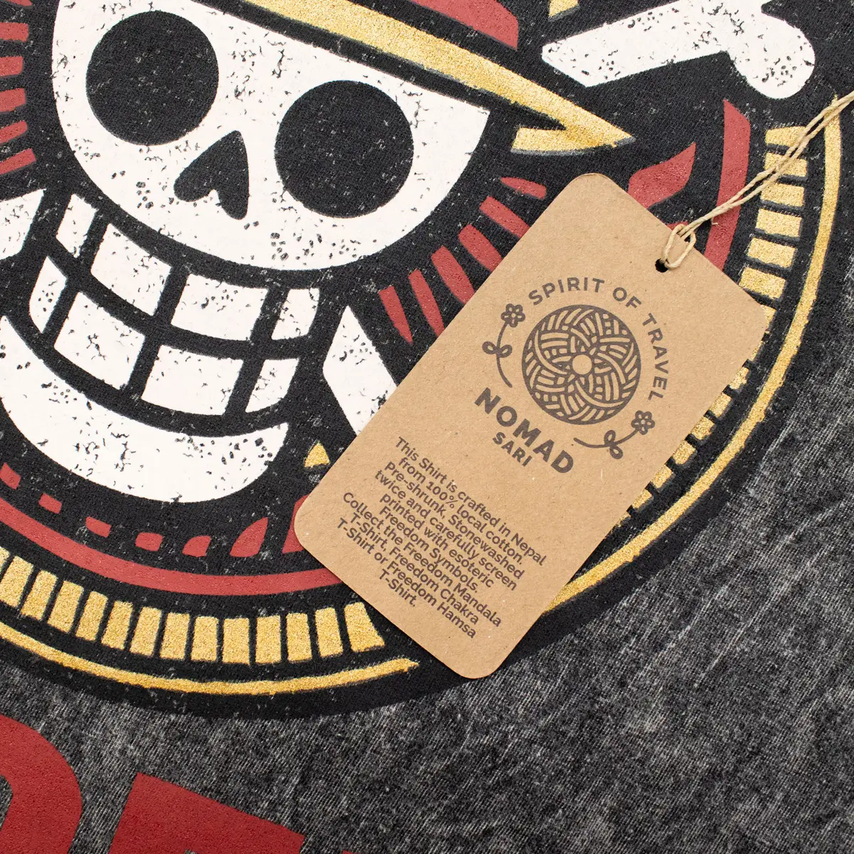 Nomad Sari Stonewashed bomulls-T-shirt med Rebel-tryck, kolgrå, small - produktbild 6