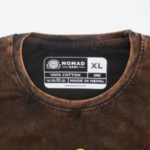 Nomad Sari Stonewashed bomulls-T-shirt med sol- och zodiakmotiv i brun färg XL - produktbild 6