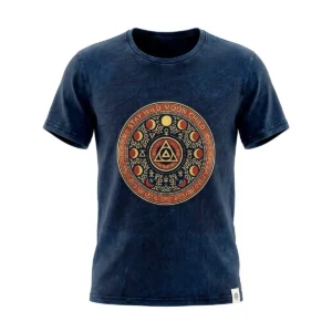 Blå stonewashed bomulls-T-shirt med Stay Wild Moon Child-tryck