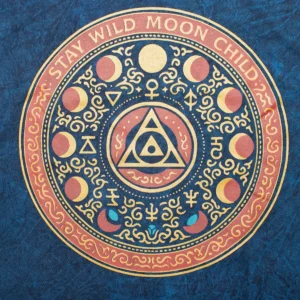 Nomad Sari Stonewashed bomulls-T-shirt med Stay Wild Moon Child-tryck i blått - produktbild 4