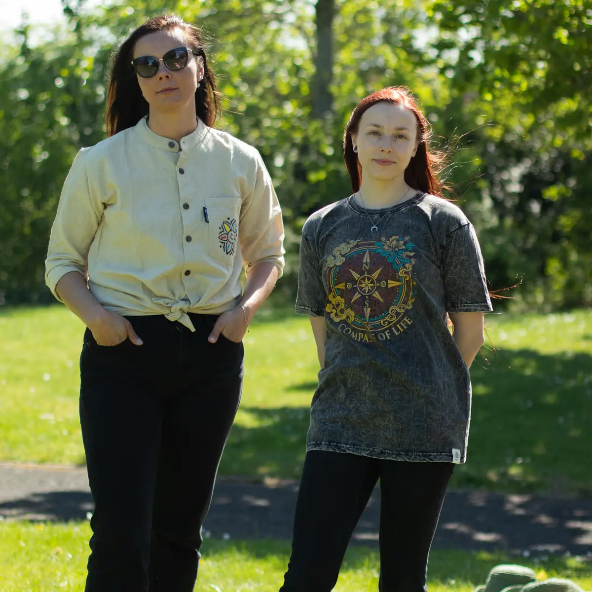Nomad Sari Stonewashed bomulls-T-shirt med Stay Wild Moon Child-tryck i blått - produktbild 9