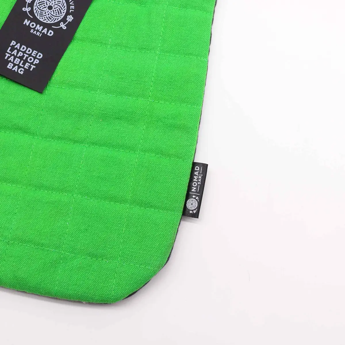 Nomad Sari vadderat laptopfodral i sten-tvättad bomull 14oz, grön - produktbild 2