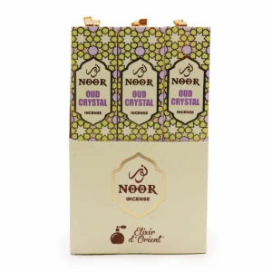 Förpackning med Noor Oud Premium rökelsepinnar Crystal med orientaliskt mönster