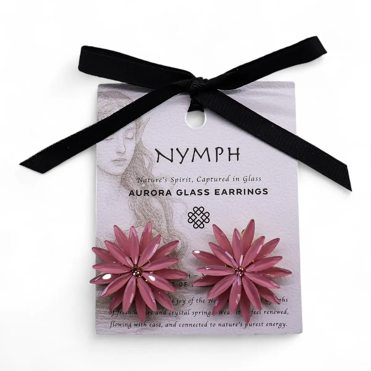 Nymph Aurora Glasörhängen i mjukt rosa glas - produktbild 4