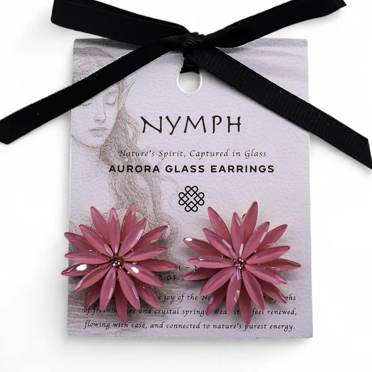 Nymph Aurora Glasörhängen i mjukt rosa glas - produktbild 7
