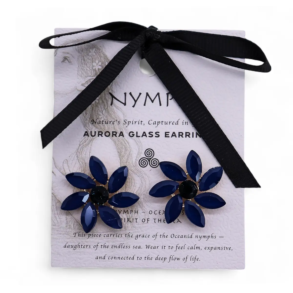 Nymph Aurora Glasörhängen i rostfritt stål med blå glasblommor - produktbild 5
