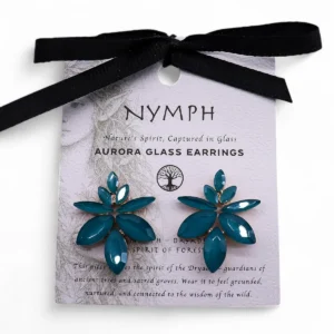 Nymph Aurora glasörhängen i tealgrönt - produktbild 5