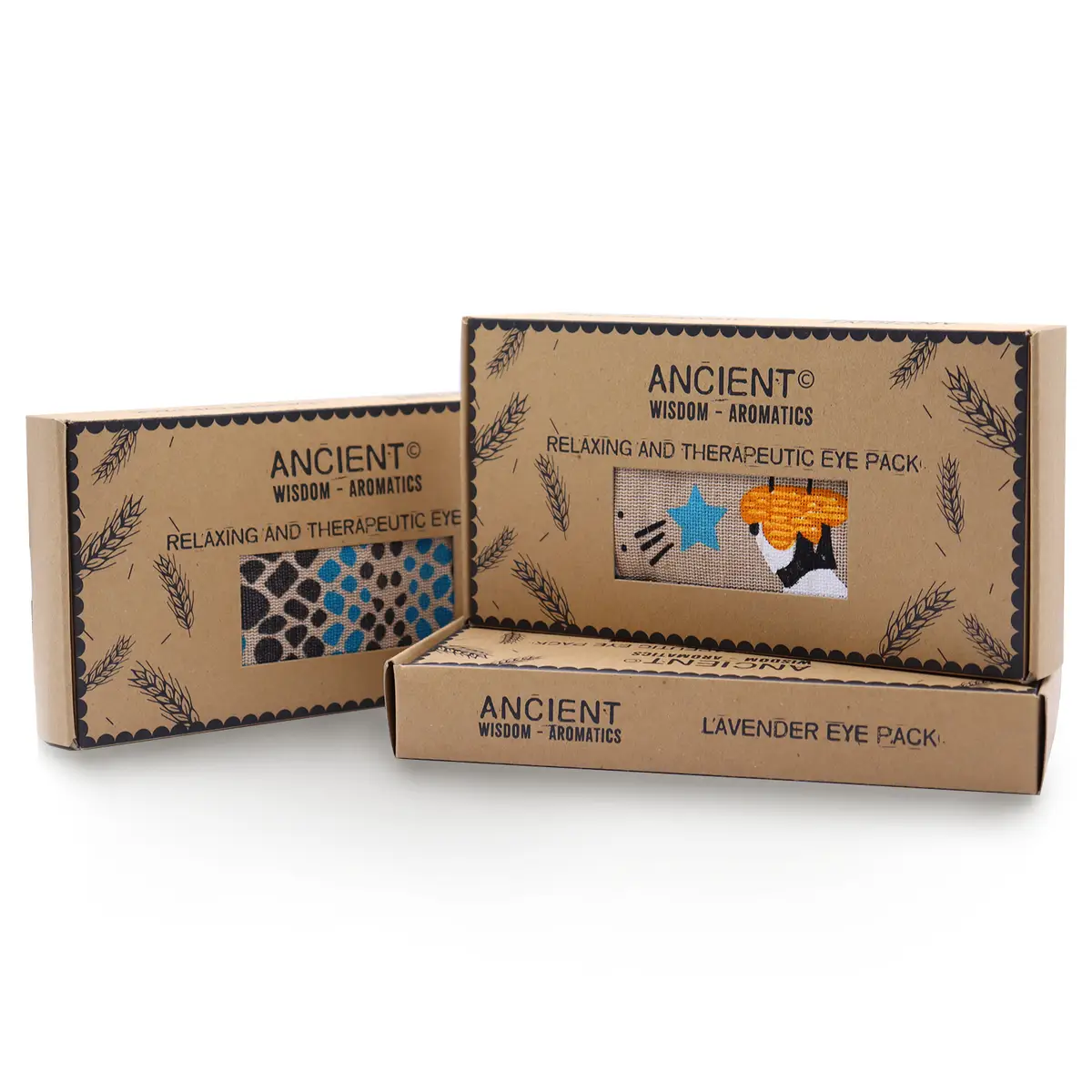 Ögonkudde i bomull med lavendel och vete i presentförpackning - nattleopardmönster - produktbild 6