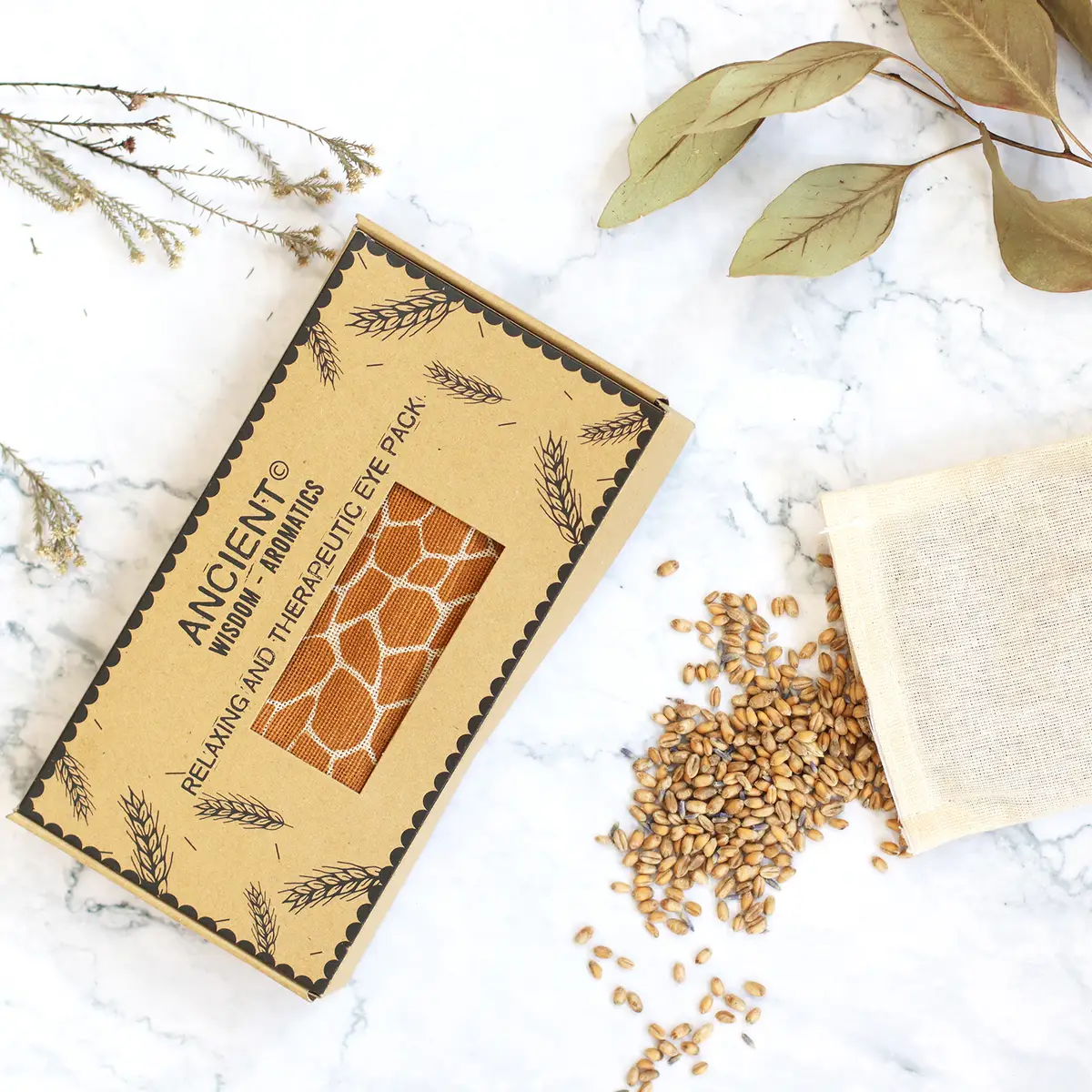 Ögonkudde i bomull och jute med lavendel i presentförpackning – Madagaskargiraff - produktbild 7