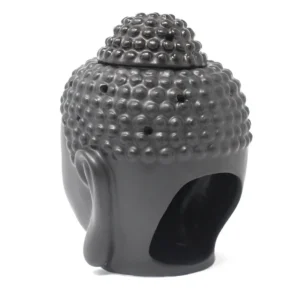 Oljebrännare i keramik med Buddha-huvud, svart - produktbild 2