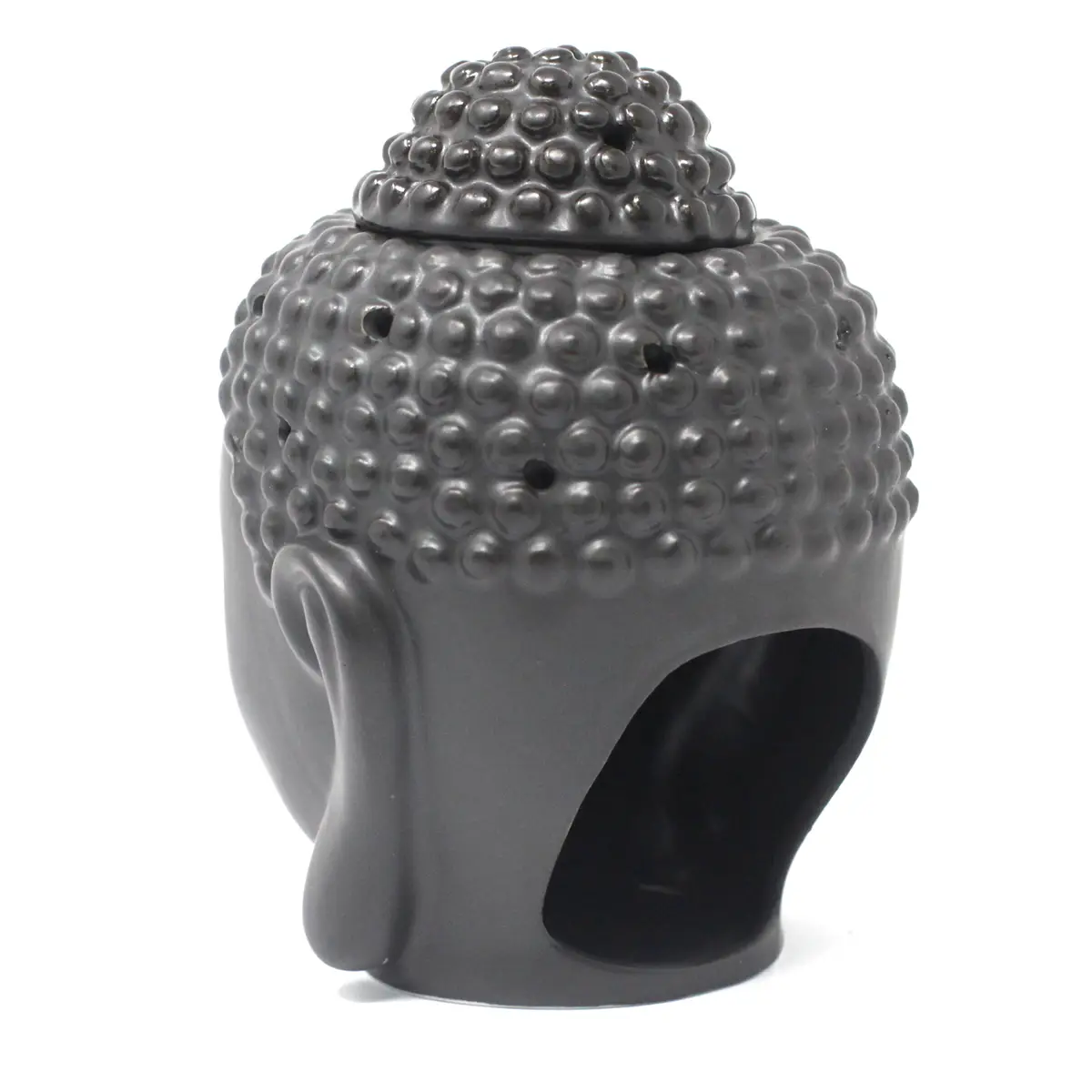 Oljebrännare i keramik med Buddha-huvud, svart - produktbild 2