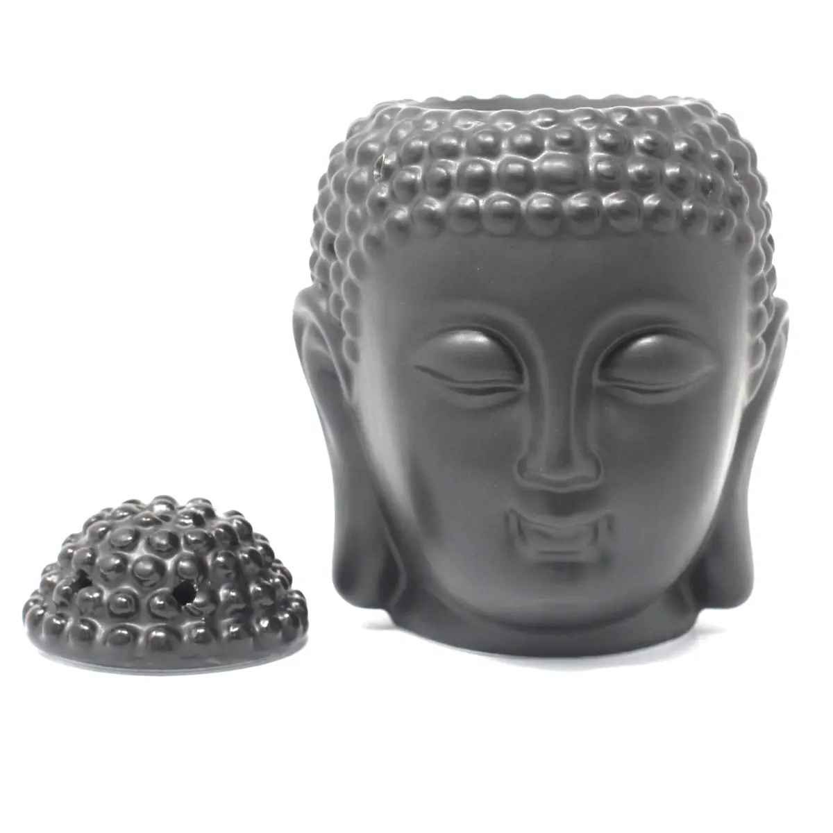 Oljebrännare i keramik med Buddha-huvud, svart - produktbild 4