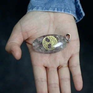 Orgonit-halsband med kraft och 7-stens chakra oval med trädmotiv - produktbild 2