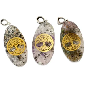 Orgonit-halsband med kraft och 7-stens chakra oval med trädmotiv - produktbild 3