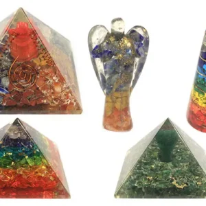 Orgonitpyramid med chakra-symboler 70 mm - produktbild 3