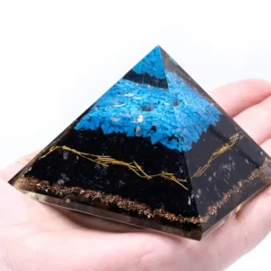 Orgonitpyramid med turkos och svart turmalin 70 mm - produktbild 2