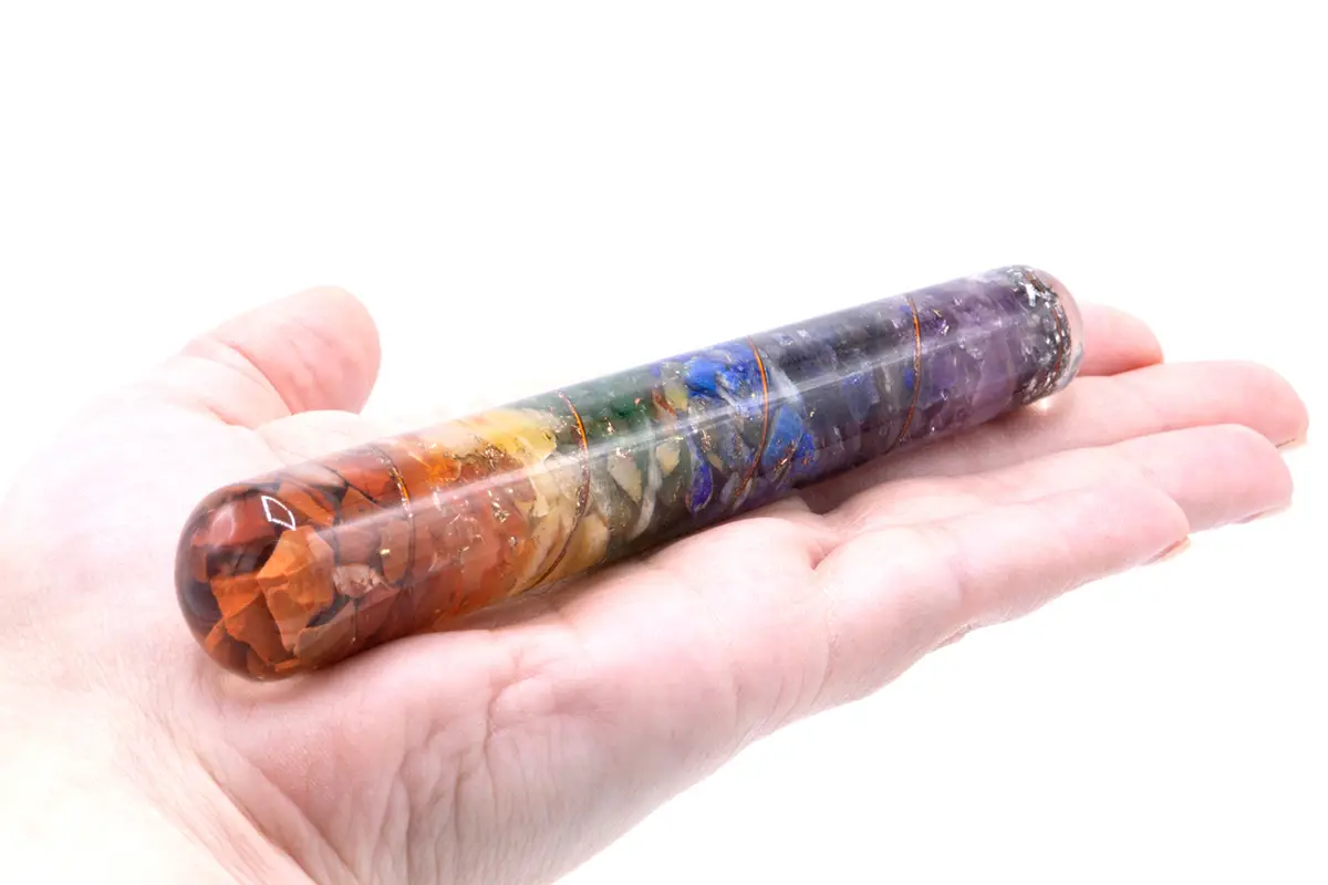 Orgonitstav med chakra och koppar, 140 x 30 mm - produktbild 2