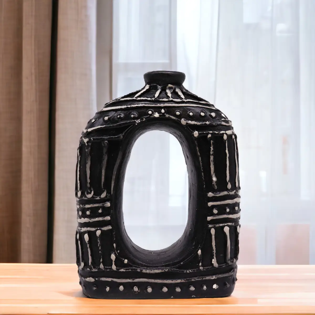 Oval keramikvas i chokladfärg 23 cm - produktbild 2