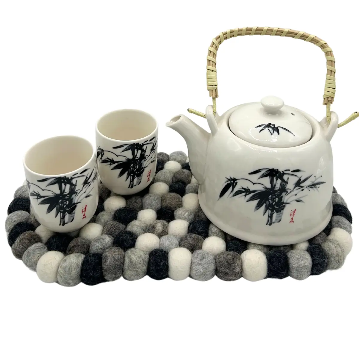 Ovalt filtunderlägg i ull 38x18 cm gråmelerad - produktbild 2