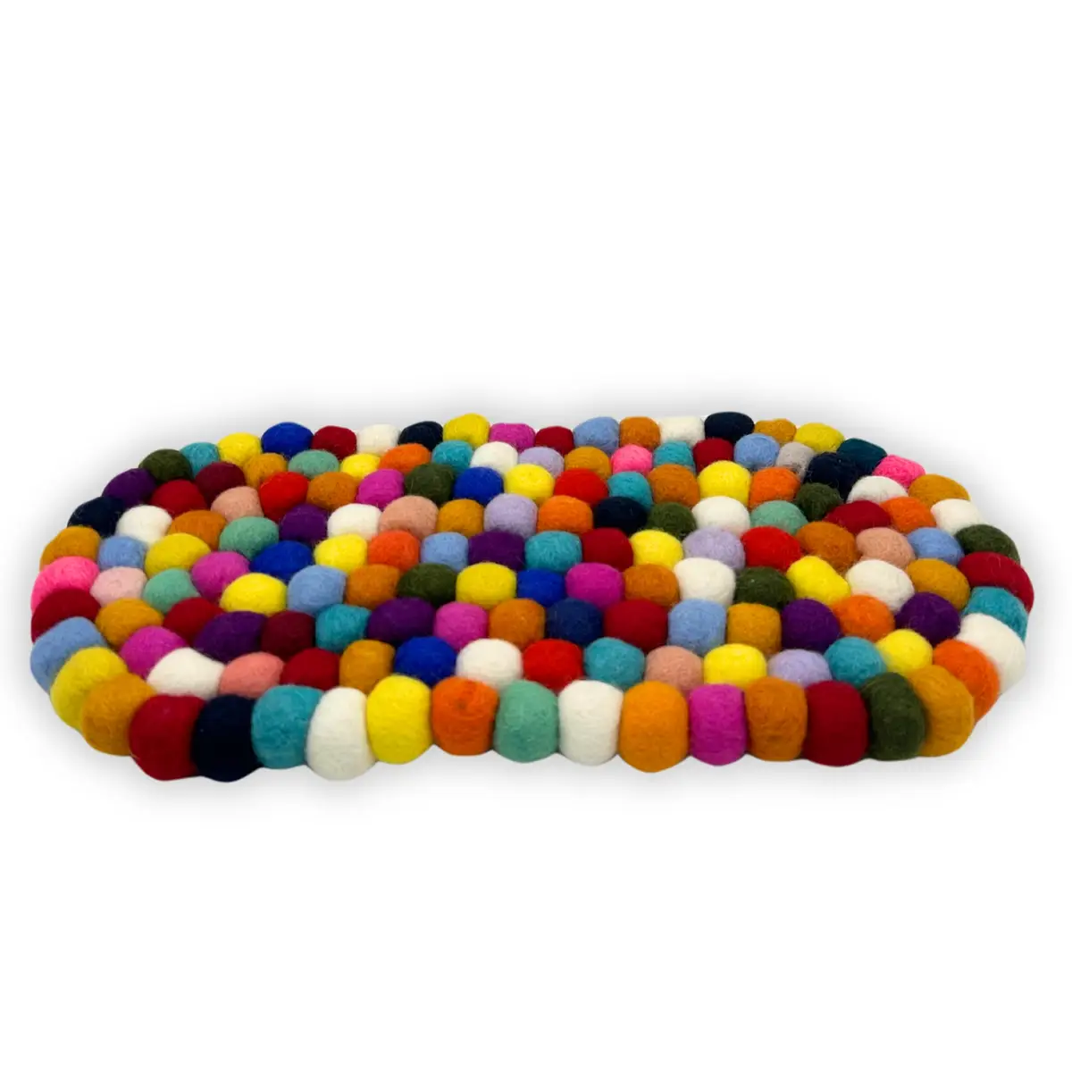 Ovalt underlägg i filtkulor 38x18 cm flerfärgat - produktbild 3
