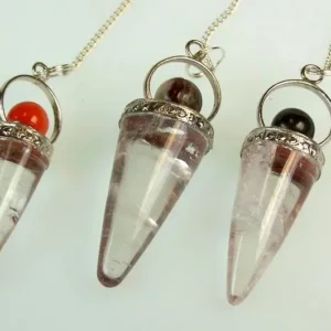 Pendlar av bergkristall med silverring, blandade - produktbild 2
