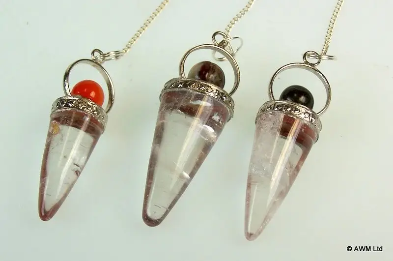 Pendlar av bergkristall med silverring, blandade - produktbild 2