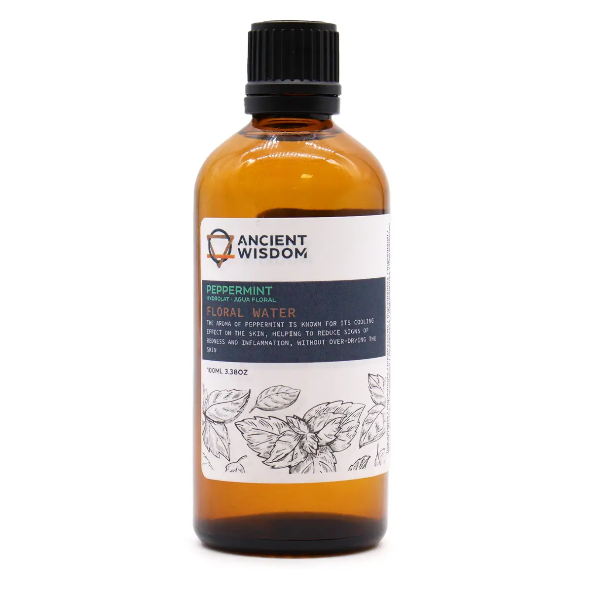 Flaska med pepparmyntshydrolat i 100 ml för hudvård och aromaterapi