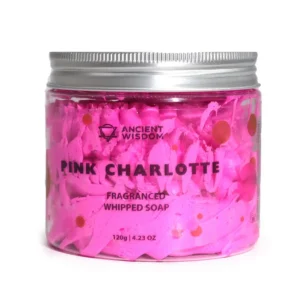 Burk med rosa vispad tvål Pink Charlotte från Ancient Wisdom