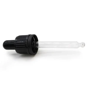 Pipettlock med svart gummidel och glasrör för 30 ml flaska