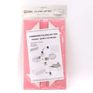 Platt paket presentask med band, medelstor fyrkantig 20x18,2x8 cm, rosa - produktbild 2