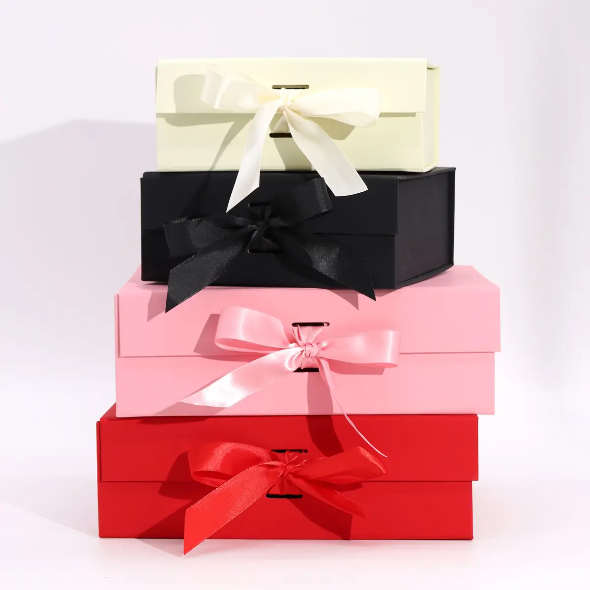Platt paket presentask med band, medelstor fyrkantig 20x18,2x8 cm, rosa - produktbild 3