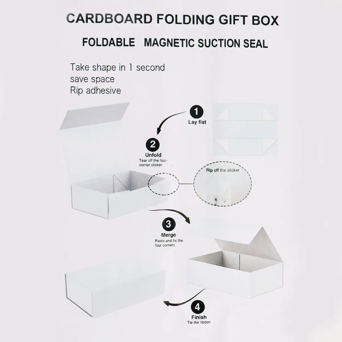 Platt paket presentask med band, medelstor fyrkantig 20x18,2x8 cm, rosa - produktbild 5